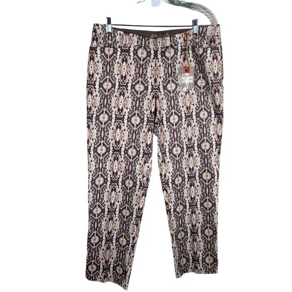 Robert Graham Ankle Pants Women Size 12 Brown Kayla Snake Print Style# 13303 NWT - Picture 1 of 13